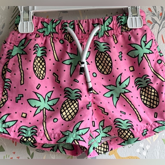 Maamgic Other - 2T Boys Maamgic Hot Pink Pineapple and Palm Tree Fashion Swim Trunks